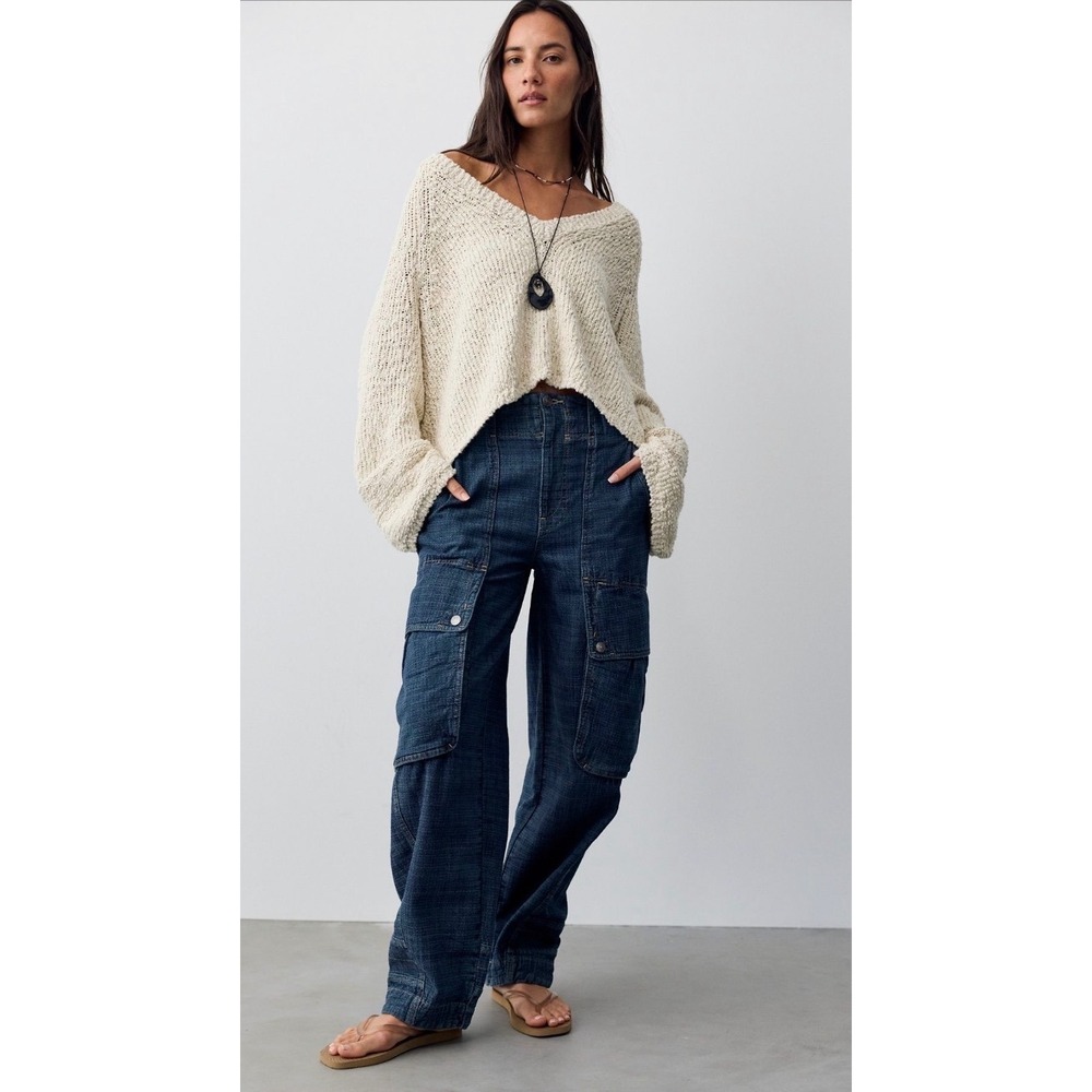 We the Free Brentwood Textured cargo Jeans NWOT Atlantic